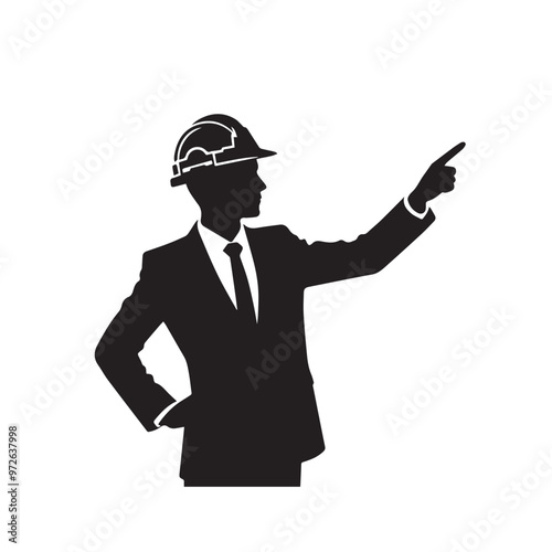 Engineer silhouette. Engineer vector design. Engineer logo, icon design.