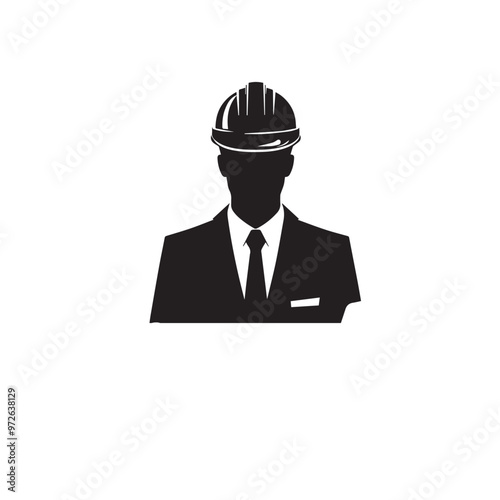 Engineer silhouette. Engineer vector design. Engineer logo, icon design.