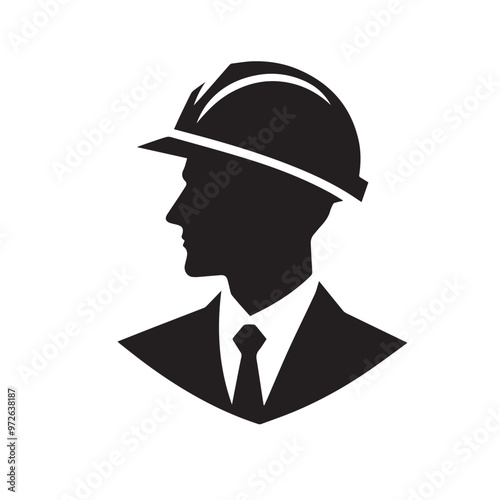 Engineer silhouette. Engineer vector design. Engineer logo, icon design.