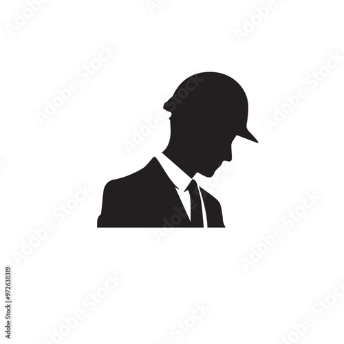 Engineer silhouette. Engineer vector design. Engineer logo, icon design.