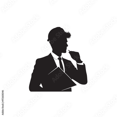 Engineer silhouette. Engineer vector design. Engineer logo, icon design.