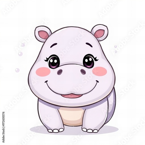 cartoon hippo with a smile on its face.