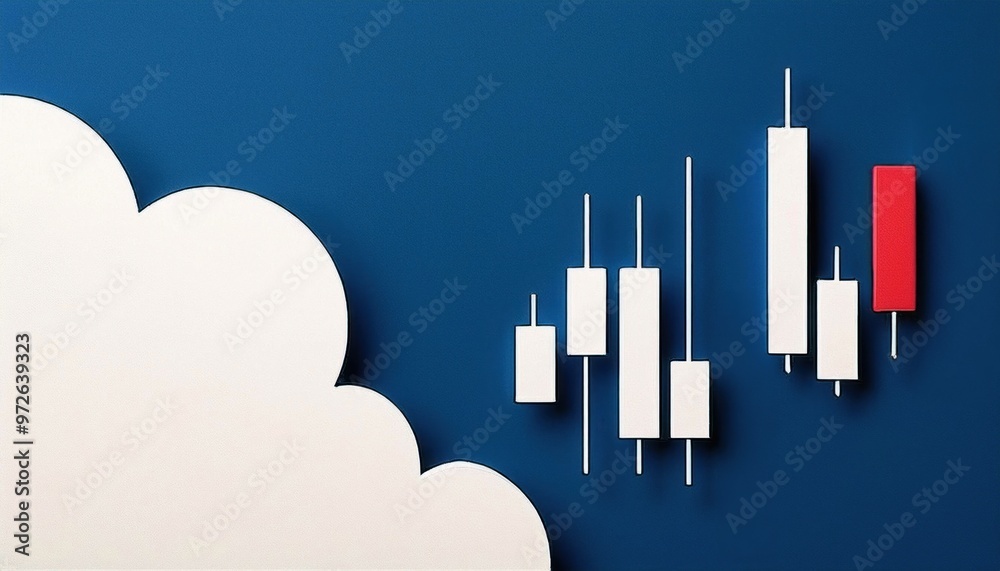 Fototapeta premium Abstract stock market graph with candlestick chart on blue background, representing financial data and investment trends