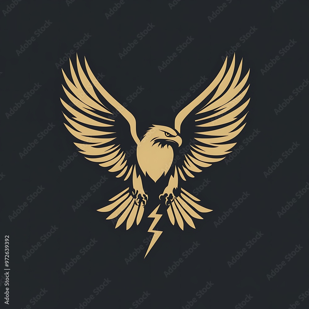 Obraz premium Golden Eagle with Lightning Bolt Soaring
