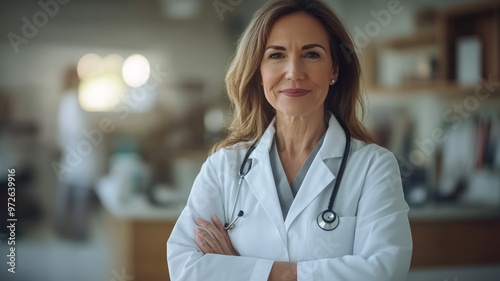 Portrait of a Confident Female Doctor in a Hospital Setting