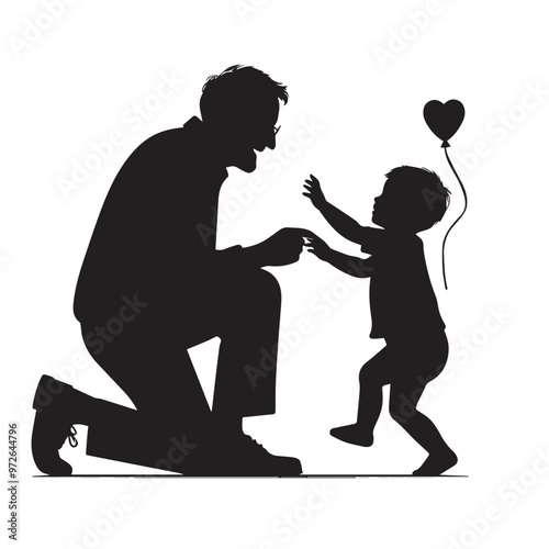 Grandparent with grandchild silhouette. Child enjoying with grandfather and grandmother vector design.