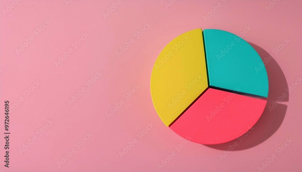 Colorful pie chart on pink background, representing data visualization, analysis, and statistics in a modern and vibrant design. Colorful pie chart on pink background, representing data visualization, analysis, and statistics in a modern and vibrant design.