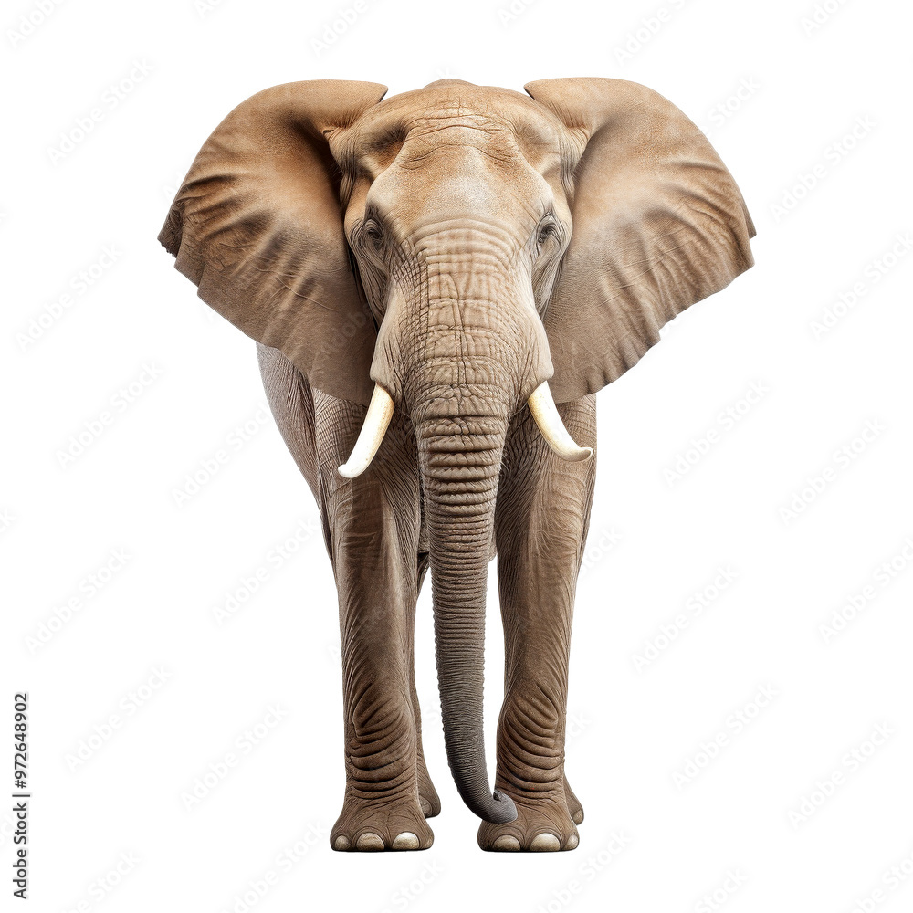Fototapeta premium big elephant standing isolated on white