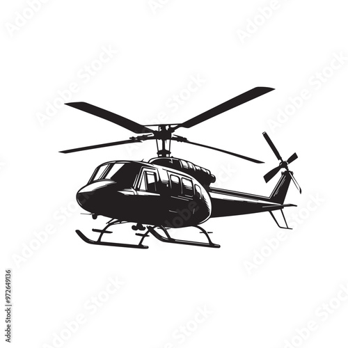 Helicopter black silhouette. Simple Helicopter logo, icon. Helicopter vector design isolated on white background.