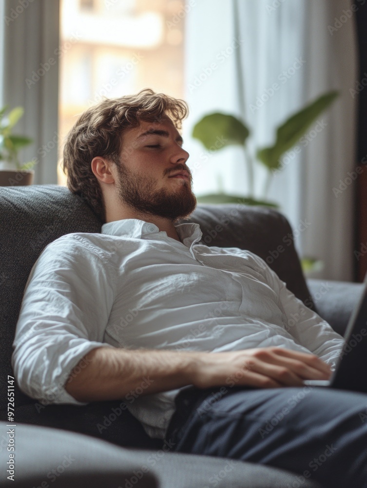 Relaxed Man on Laptop Relaxed Man on Laptop