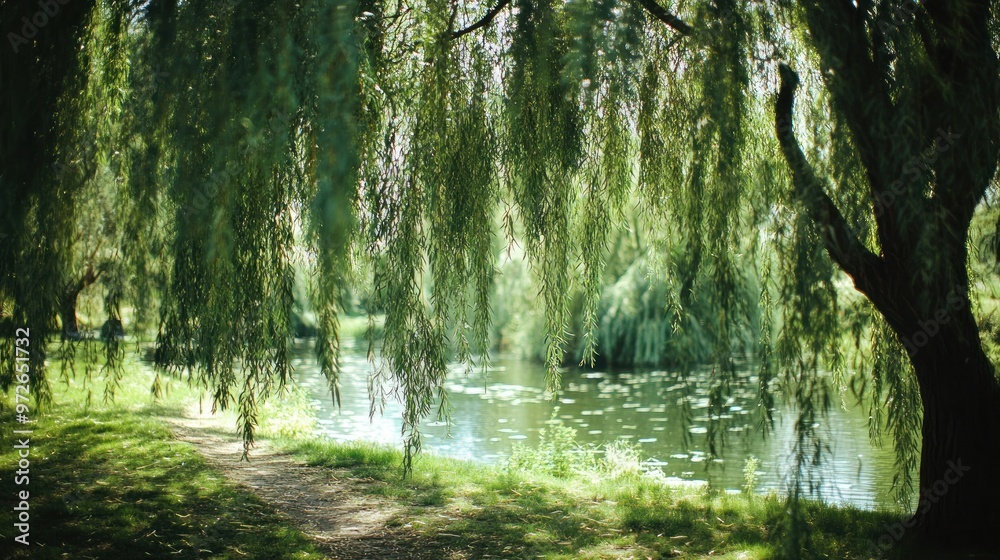 Obraz premium Weeping Willow Over Water