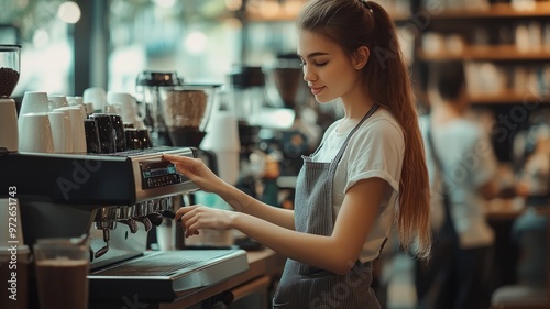 Barista Making Coffee in a Modern Cafe