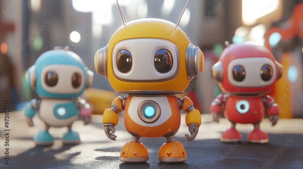 Cute Robots in a City Cute Robots in a City