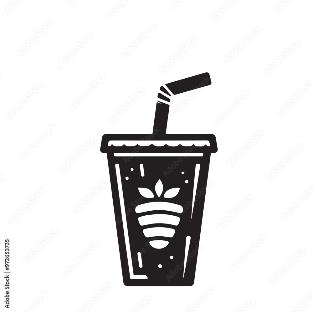 Juice cup silhouette. Fruits juice cup vector design. Smoothie cup logo, icon design black and white. Juice cup silhouette. Fruits juice cup vector design. Smoothie cup logo, icon design black and white.