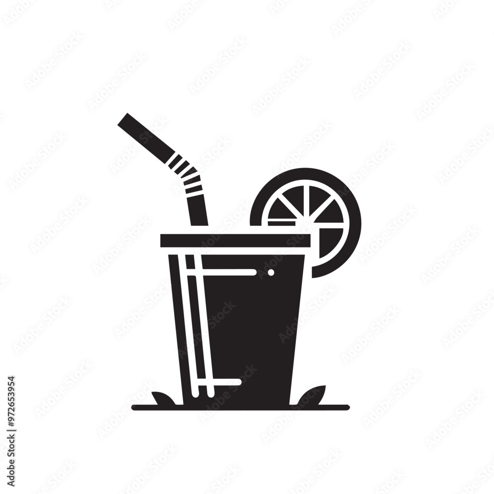 Juice cup silhouette. Fruits juice cup vector design. Smoothie cup logo, icon design black and white. Juice cup silhouette. Fruits juice cup vector design. Smoothie cup logo, icon design black and white.