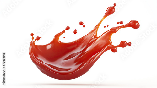 one single red ketchup sauce splash isolated on white background photo