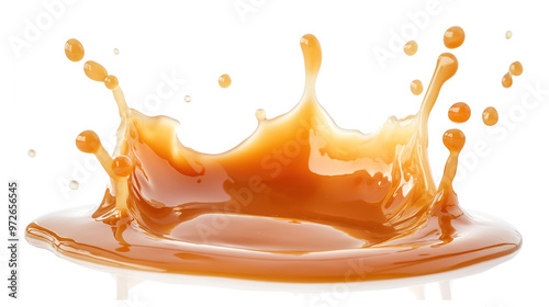 one single sweet salted caramel splash isolated on white background