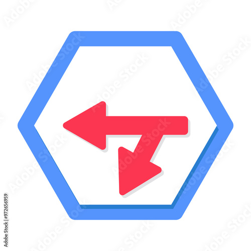 A creative design icon of left and down arrow 