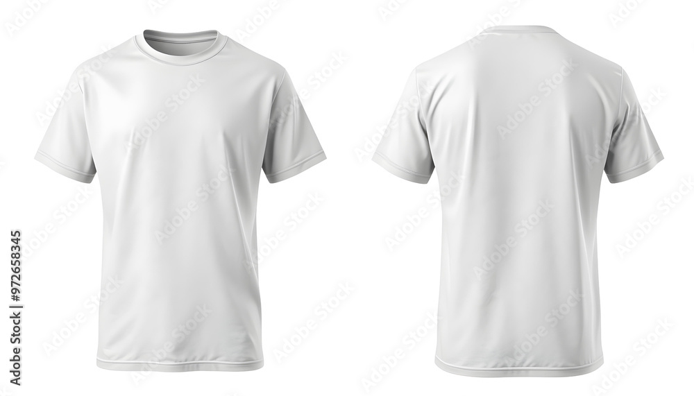 Blank white t-shirt template, front and back view isolated on transparent background. Blank white t-shirt template, front and back view isolated on transparent background.