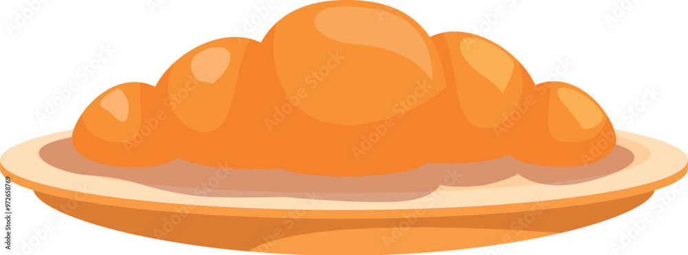 Delicious, golden brown croissant is presented on a plate, ready to be enjoyed Delicious, golden brown croissant is presented on a plate, ready to be enjoyed