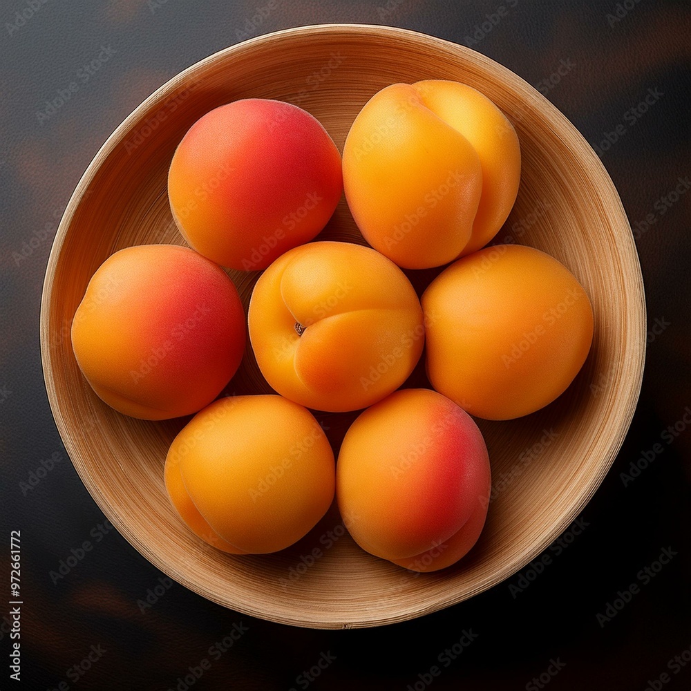 Organic apricots shown from above, highlighting their ripeness and texture, ideal for food photography and health content Organic apricots shown from above, highlighting their ripeness and texture, ideal for food photography and health content