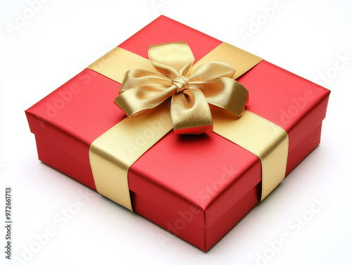 Elegant Red Gift Box with a Luxurious Golden Bow for Special Occasions