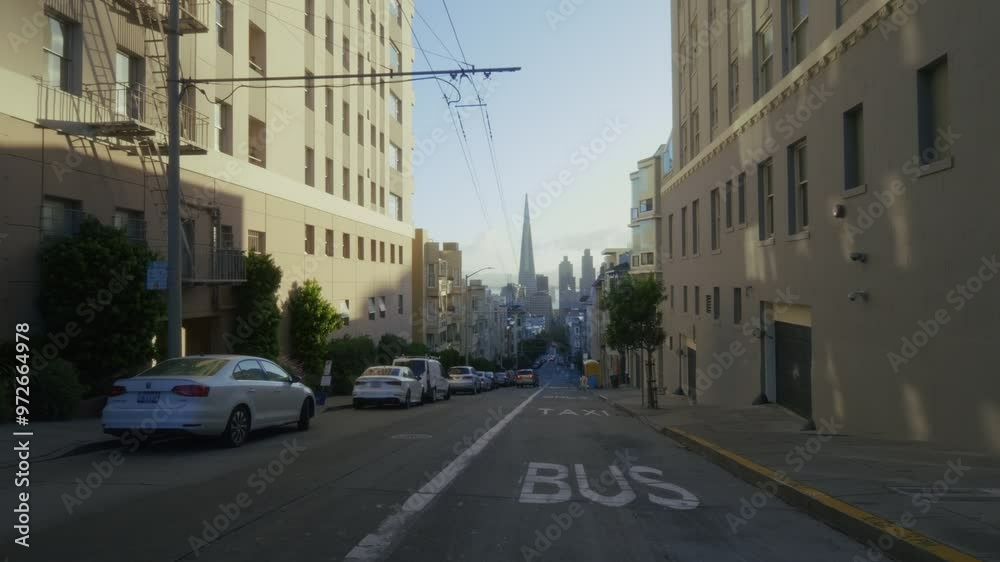 San Francisco Hills Street View. Lights and shadows.