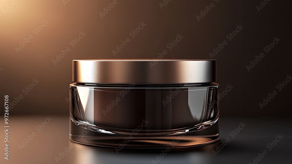 A luxury skincare jar with a sleek metallic finish is illuminated by soft, warm lights, emphasizing its smooth curves and the sense of high-end specialty. A luxury skincare jar with a sleek metallic finish is illuminated by soft, warm lights, emphasizing its smooth curves and the sense of high-end specialty.