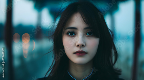 Free Download Young Chinese Model Riverside Pavilion - GFXLoad