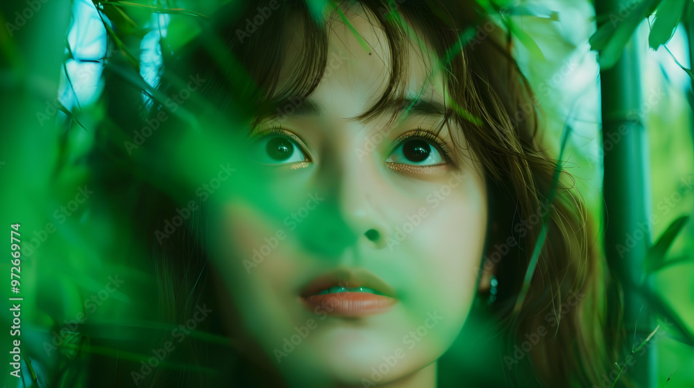 Young Chinese Model Serene Bamboo Grove Young Chinese Model Serene Bamboo Grove
