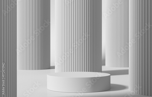 Minimalism abstract background, pedestal. 3D illustration.