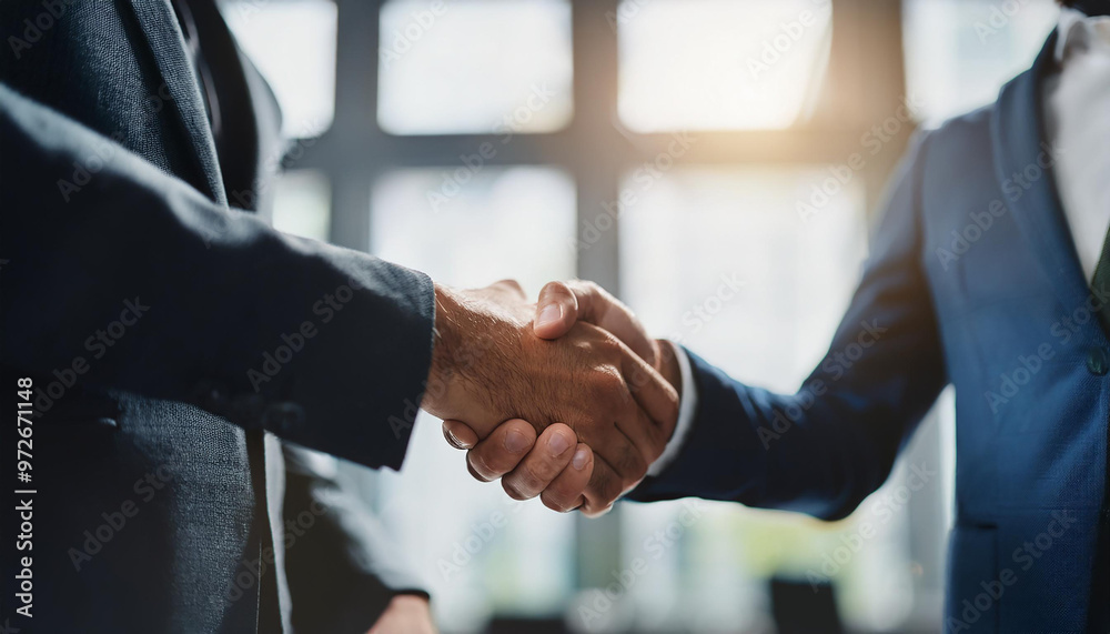 Two people shaking hands in business suits. Trustul partnership or deal concept. Two people shaking hands in business suits. Trustul partnership or deal concept.