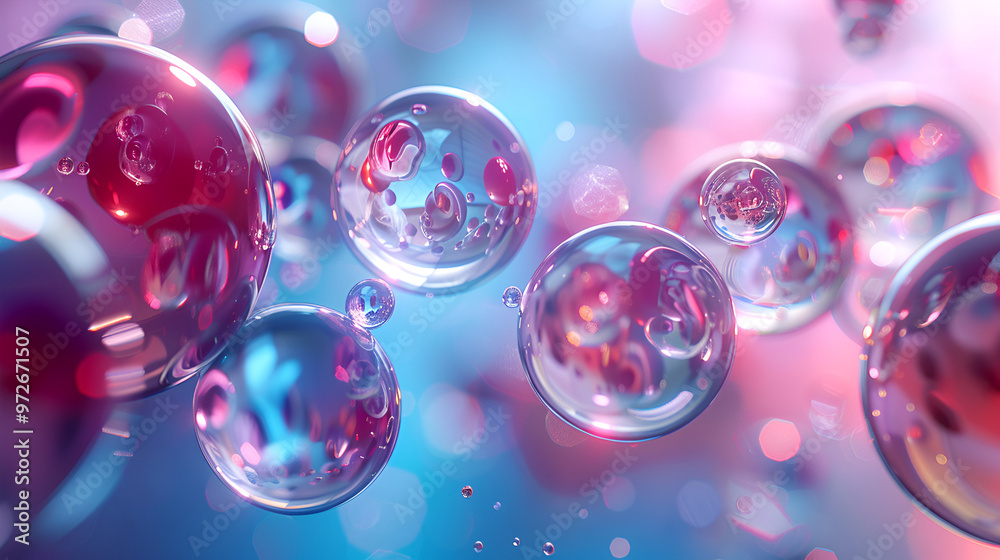 a close-up of several translucent bubbles floating in the air These bubbles reflect vibrant and colorful light, with hues of blue, red, and orange creating a beautiful, almost dreamlike effect a close-up of several translucent bubbles floating in the air These bubbles reflect vibrant and colorful light, with hues of blue, red, and orange creating a beautiful, almost dreamlike effect