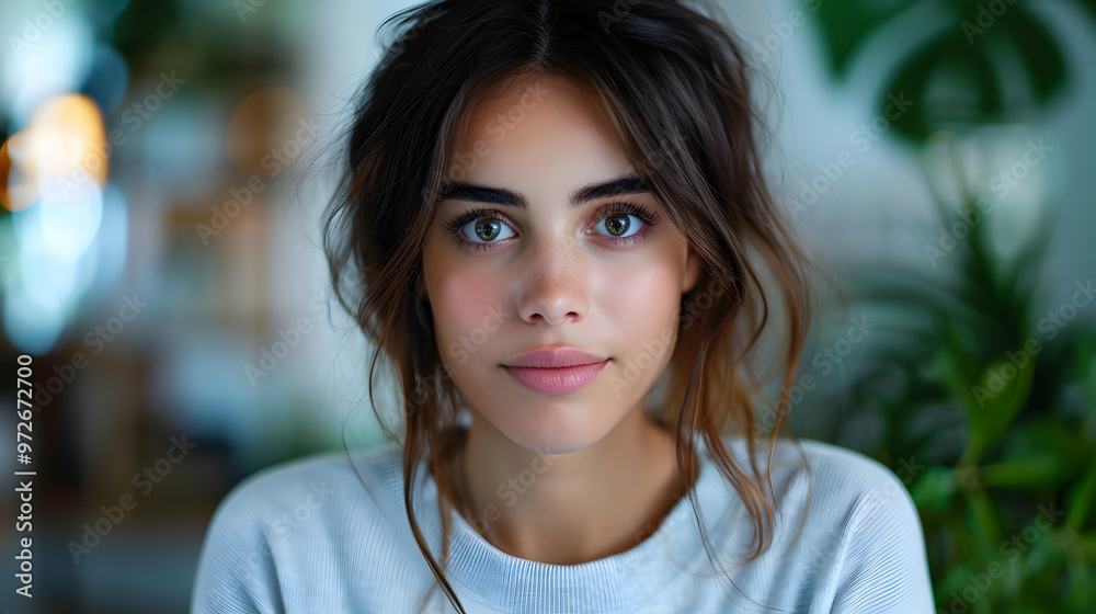 Young Woman Wear Shirt Hold Bank Payment Terminal Young Woman Wear Shirt Hold Bank Payment Terminal