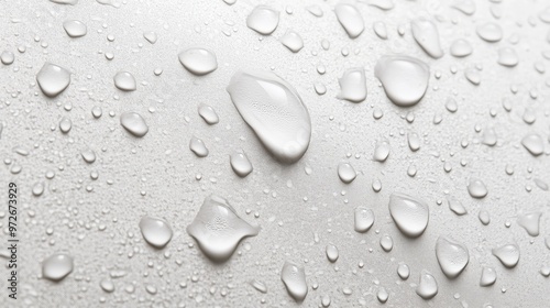 Water droplets on a white background.