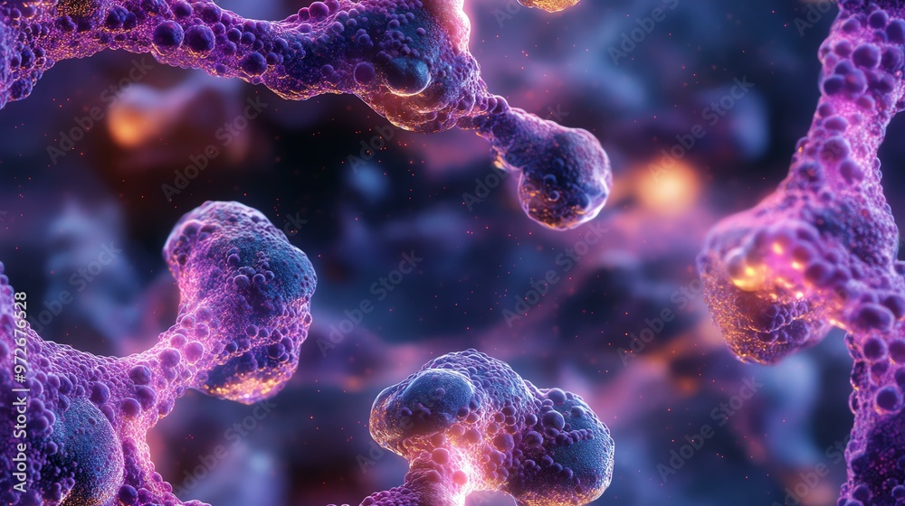 Cell. Visual Abstract Abstract visualization of microscopic cells, showcasing vibrant colors ...