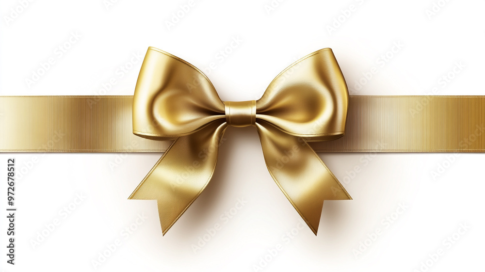Golden ribbon and bow isolated on white background Golden ribbon and bow isolated on white background