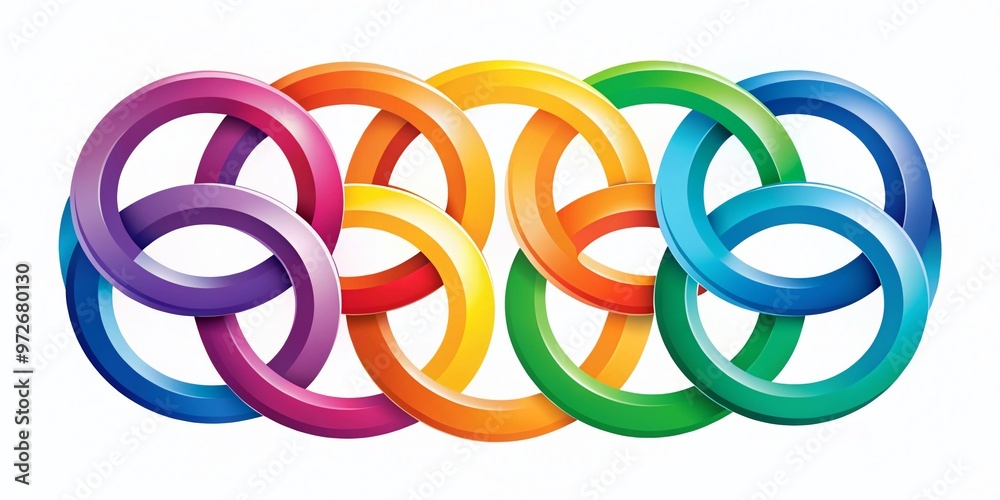 Six interlocking circular shapes form a modern, vibrant, and stylized logo concept, conveying unity, harmony, and Six interlocking circular shapes form a modern, vibrant, and stylized logo concept, conveying unity, harmony, and