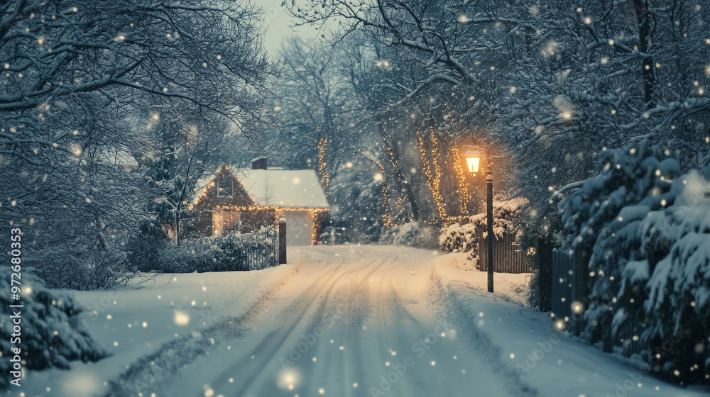 winter landscape with snow covered house winter landscape with snow covered house