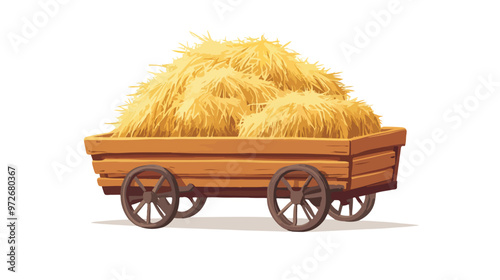 Bale of Hay Icon Colorful Sticker with Haystack isolated on white background