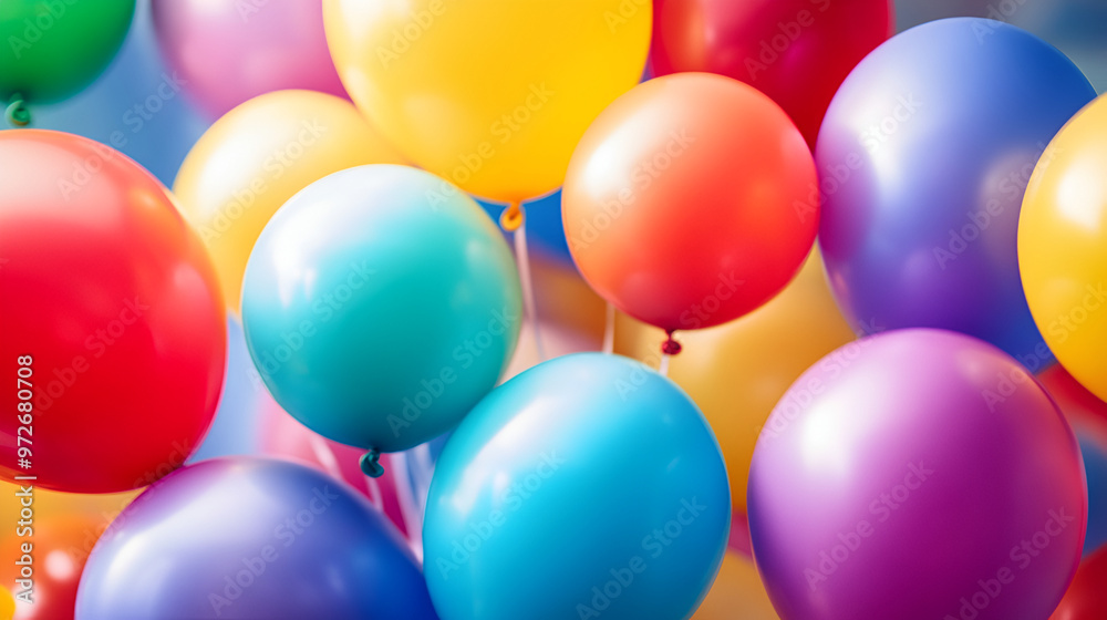 Colourful balloons with on balloon background Many bright colourfull balloons , multicolored balloons floating effortlessly , colourfull balloon close up Colourful balloons with on balloon background Many bright colourfull balloons , multicolored balloons floating effortlessly , colourfull balloon close up