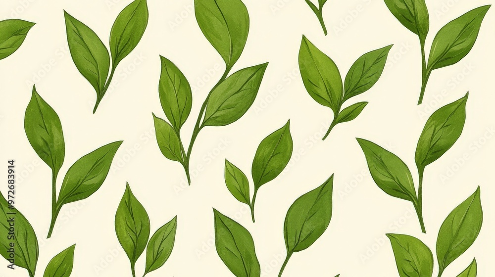 Green Tea Leaves Pattern. Green Tea Leaves Pattern.