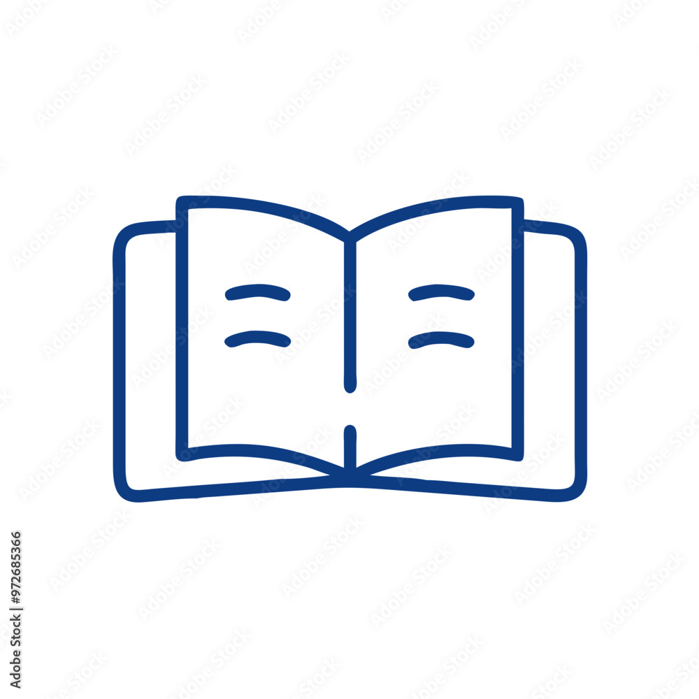 Open book icon in minimalist style and blue color Open book icon in minimalist style and blue color