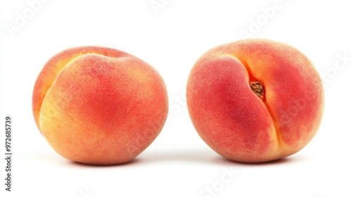 Ripe apricots and apricot half isolated on white background.