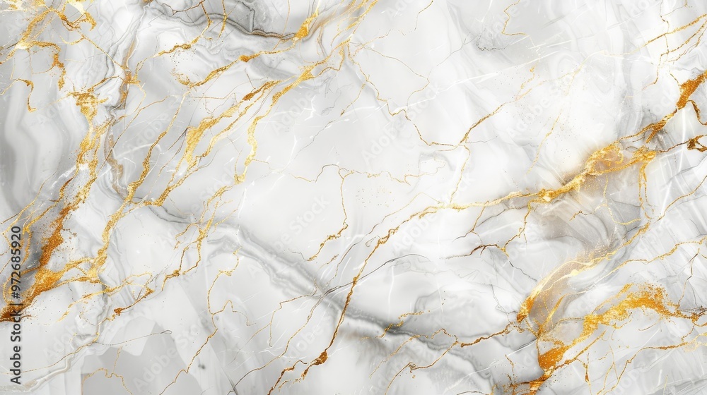 White marble texture with golden veins