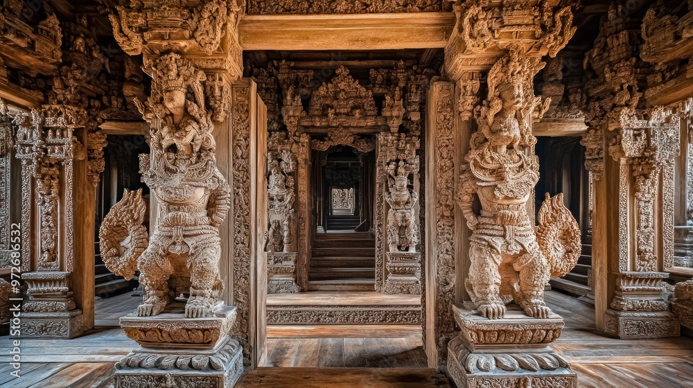 Intricately Carved Wooden Temple in Thailand Intricately Carved Wooden Temple in Thailand