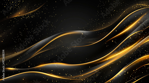 luxury elegant dark and gold abstract wavy background