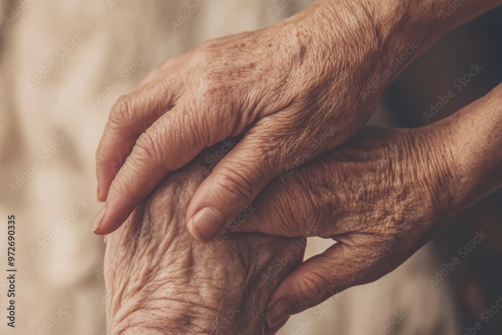 Fototapeta premium Close-up of Intertwined Elderly Hands