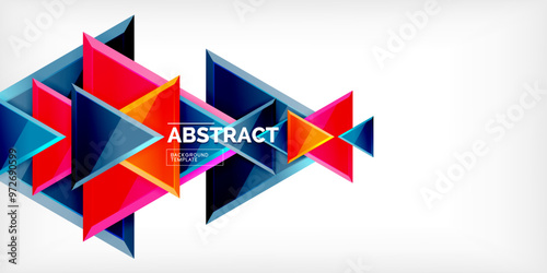 Abstract background - colorful triangles with 3d effect. Vector Illustration For Wallpaper, Banner, Background, Card, Book Illustration, landing page