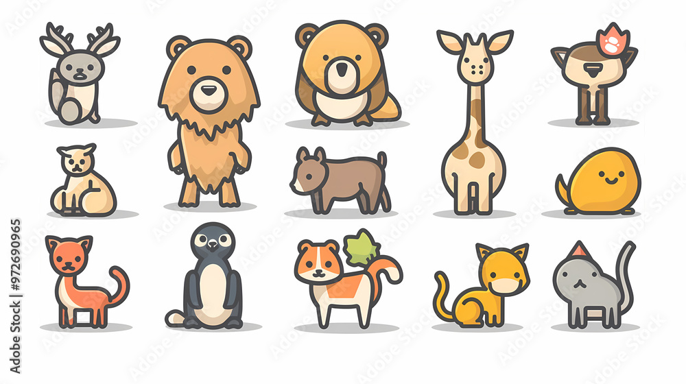 A simple vector icon illustration depicting the group of Animal items at center for a website isolated white background A simple vector icon illustration depicting the group of Animal items at center for a website isolated white background